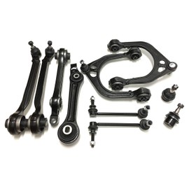 PartsW 10 Pc Suspension Kit For Chrysler 300 Dodge Charger Challenger & Magnum Front Lower & Upper Control Arm, Sway Bar Link Lower Ball Joints (Adjustable)
