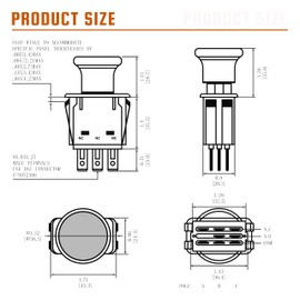 Clutch PTO Switch 8 Terminals for Exmark Next Lazer Z for Toro Z Master G3 Serial Compatible with 116-0124, 1160124, 430-210, K3011-62301, K301162301, 109-7666, 109-7673, 103-2453, 5 AMP, Yellow Knob