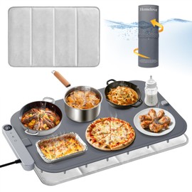 Homelove Warming Mat for Food - Electric Warming Tray with 6-Level Temperature and Hours Setting, Full Surface Graphene Heating, Waterproof Dishwasher-Friendly Food Warmer for Parties, Kitchen (Gray)