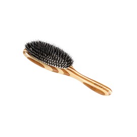 Bass Brushes | Shine & Condition Hair Brush | 100% Natural Bristle + Nylon Pin | Pure Bamboo Handle | Large Oval | Striped Bamboo Finish | Model 54 - SB