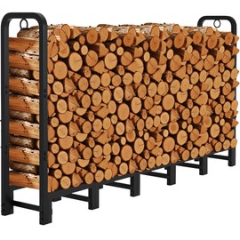 Amagabeli 6ft Firewood Rack Outdoor Heavy Duty Fire Wood Rack Log Holder Organizer Stand for Fireplace Indoor Adjustable Metal Wood Pile Lumber Storage Organizer Stacker for Patio Porch Black