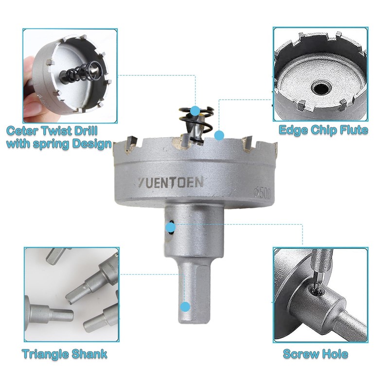YUENTOEN 6Pcs Carbide Hole Saw Kit, 22-65MM TCT Drill Bit
