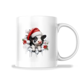 3D Breakout Baby Cow Santa Hat Mug - Cool 3D Breakout Christmas Mug Gift Idea - 11 Oz Mug Great Gift For Holiday Birthday Christmas - Premium Ceramic Dye Sublimation Mug - Printed In The USA FHJM0612