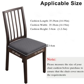 Hopelit Esszimmerstühle Stuhlhussen 6er Set, Jacquard Esszimmerstuhl Sitzbezüge, TPU Folie Stuhlbezug Wasserdicht, Abnehmbare Waschbar Stretch für Küche, Restaurant, Party - Raute Dunkelgrau