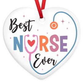 GEEMBI Nurse Gifts for Women - 2024 Christmas Ornaments, Appreciation, Thank You Gifts for Nurses, Retirement Nurse Gift Ideas, Nursing Gifts for Nurses - Christmas Tree Decoration Ceramic Ornaments