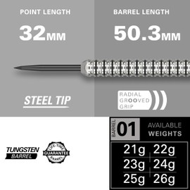 Target Darts Artemis 23G 80% Tungsten Steel Tip Darts Set - 6 Pro Grip Shafts - 9 Pro Ultra Flights - Dart Wallet Bundle