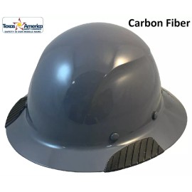 Lift Safety DAX Actual Carbon Fiber Full Brim Lift Safety Hard Hat - Medium Grey - Protective Edge