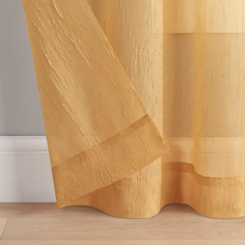 Eclipse Emina Crushed Sheer Voile Window Curtain Panel, Rod Pocket