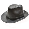 Yosang Men's Genuine Leather Fedora Porkpie Hat (XL(57-58cm/22.47-22.8in)) Black