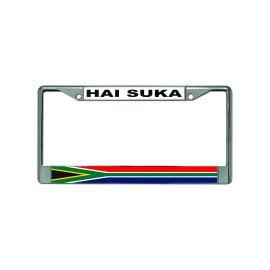 DIGIART SOUTH AFRICA SOUTH AFRICAN FLAG HAI SUKA Chrome Metal Car License Plate Frame