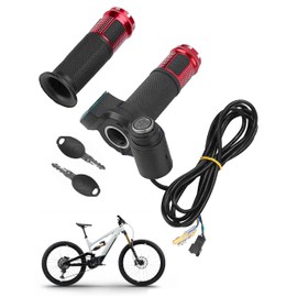 E Throttle 22mm Twist Throttle Accelerator Grips with Switch LED Voltage Display and Key Knock, 2M Lenghth Cable, Universal Throttle Handlebar for Scooters tructcle and