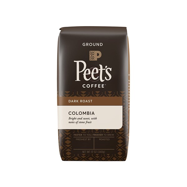 Peet's Coffee Ground Dark Roast Coffee, Colombia, 12 oz