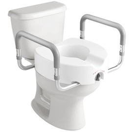 HOMLAND Raised Toilet Seat with Handles, Handicap Toilet Seat Risers for Seniors, Elevated Toilet Seat Fits Most Toilet, Gray