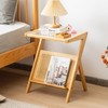 Giantex Rattan Side Table Set of 2, Boho Nightstand with
