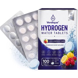 Hydrogen Water Tablets with Magnesium, 100 Count H2 Molecular Hydrogen Tabs for Drinking Water, Lemon & Raspberry Flavor, Zero Sugar