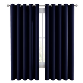 LDC Premium Blackout Curtains 84 Inch Length Long 2 Panels Set - Thermal Insulated Room Darkening Curtains for Bedroom Window - Grommet Drapes - 52"X 84" (Navy)