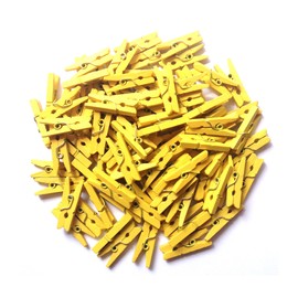 LWR CRAFTS Craft Wooden Mini Clothespins, 2.5cm Length, 15 Colors, 200 Pieces Per Pack (Yellow)
