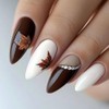 Fall Press on Nails Medium Almond Brown Fake Nails with