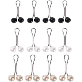 12Pcs Multicolor Headscarf Pearl Pins Clips U Shape Hijab Scarf Lady Muslim Scarf Shawl Clips Scarf Brooches Pin Jewelry Accessories, Jewelry (Black&White&Gold)