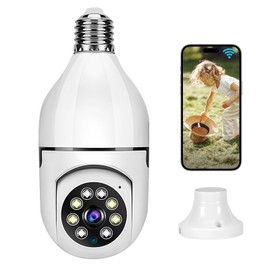 Vipula Foco con Cámara de Seguridad, Cámara de WiFi Inalámbrica, 2.4Ghz, Casa Visión Panorámica 360, Audio Bidireccional, Detección de Movimiento,... 
