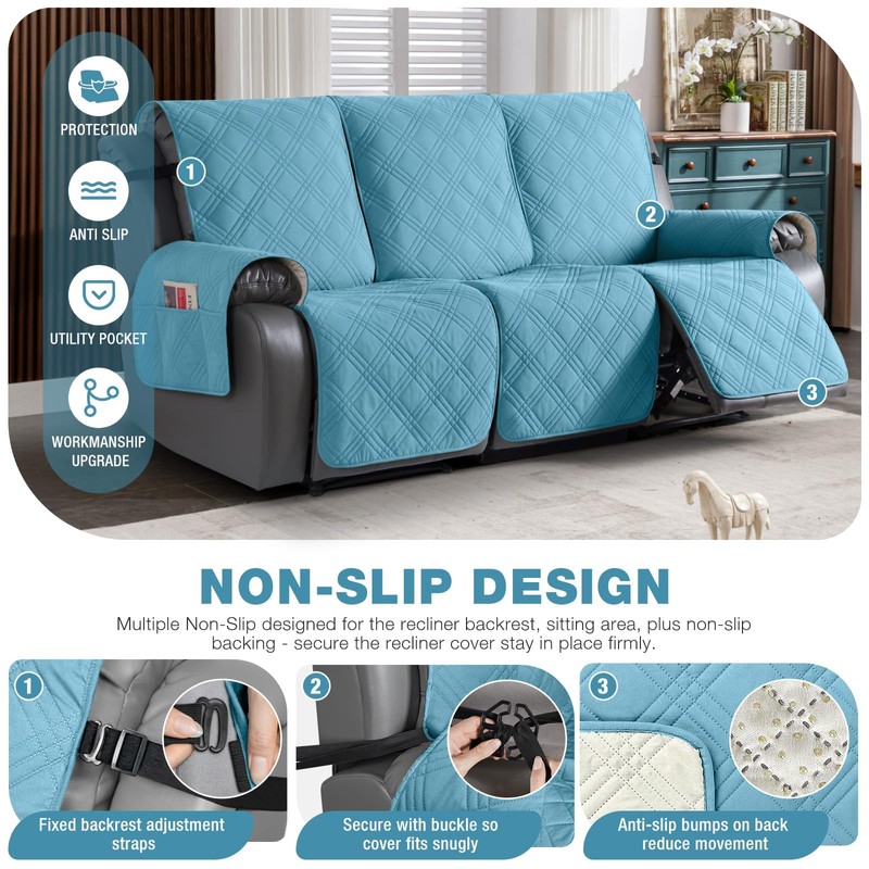 TAOCOCO 100% Waterproof Recliner Sofa Covers 3 Seater Split Couch