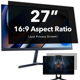 NAQIDY 27 Inch Computer Privacy Screen for 16:9 Widescreen Monitor, Anti Glare Blue Light Filter, Anti-Scratch Computer Monitor Privacy Shield, Removable Privacy Screen Protector Film