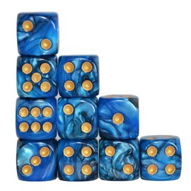 StarMall 10-Pack 16mm D6 Polyhedral Dice Set 6-sided Acrylic Die for RPG MTG DND Dice Table Board Games (Black-Blue)