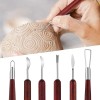 6-Piece Pottery Sculpting Tool Set with Wooden Handles