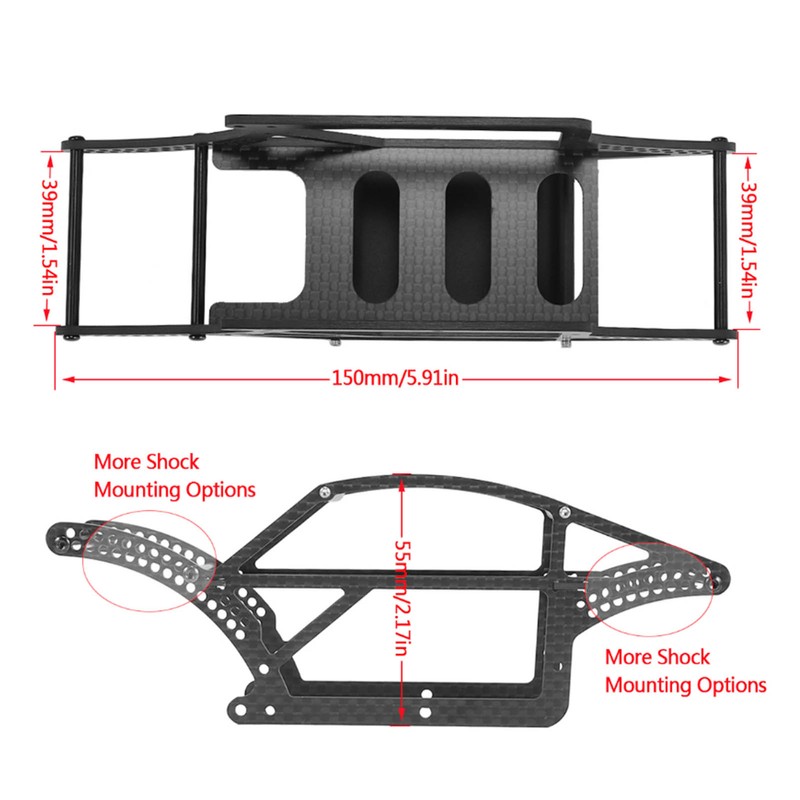 1/18 Carbon Fiber Frame Black Flexibility Carbon Fiber Chassis Kit