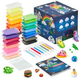 Air Dry Clay, 26 Colors Modelling Clay with 8 Tools, Project Booklet, 26 Poly Bags, Soft Ultra Light Magic Clay, Quick Drying Foam Clay for Children, Art & Craft Kits for Kids Boys Girls Toys