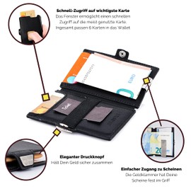 BELTIMORE "Duke" Wallet - Card Wallet with Money Clip + Change Compartment - Up to 6 Cards - Made of Genuine Leather - RFID Protection - Credit Card Cases - Card Holder - Top Quality, black,