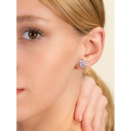 Infinity Love Knot Stud Earrings for Women Trendy, Cubic Zircon Diamond Birthstone Earrings Rose Quartz Crystal October Birthstone Nickel Free Women's Earrings Gifts for Mom Wife