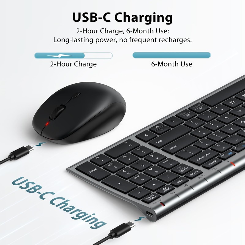 iClever DK05 Bluetooth Keyboard and Mouse Combo - 2.4G Wireless