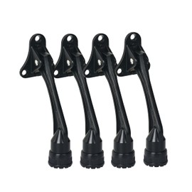 HOME&I Kickdown Door Stopper,4-Inch Door Holder Kick Door Kickstand Rubber Foot (Black, 4 Inch x 4 Pack)