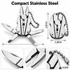 Stainless Steel Folding Multi-Tool Keychain with Pliers, Knife, Screwdrivers &