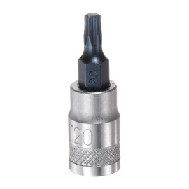 sourcing map Torx Bit Socket T20 Solid Star 1/4" Drive 1.46" Length S2 Steel Bit CR-V Socket for Ratchet Wrench, Slide Bar, Extension Rod