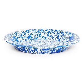 Crow Canyon Home Enamelware Pie Plate, 10 inch, Blue/White Splatter