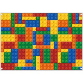 Luminora 7x5ft Fabric Colorful Building Blocks Backdrop Kids Toy Theme Background Kids Boys Birthday Party Decorations Baby Shower Photo Banner Props