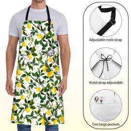 ainori - Delantal de cítricos naranja para mujer, 27 x 31 pulgadas, delantales de cocina de frutas con 2 bolsillos, Limón 01, 27 x 31 in