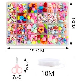VAIYNWOM Perlen zum Auffädeln Kinder, Bastelset Schmuck DIY Basteln Schnurset Armbänder Halsketten Kunsthandwerks Geschenk Set für Mädchen Kinder 5 6 7+ Jahre, 24 Zellen, Mix and Match-Stil