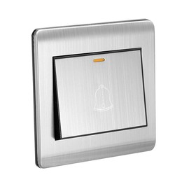 uxcell Doorbell Push Button Switch Wall Mounted Resettable Square Silver Tone AC 250V 16A Stainless Steel Panel 86mmx86mm