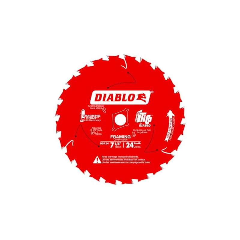 Diablo Framing Saw Blade for Wood - 7-1/4" Diameter, 24