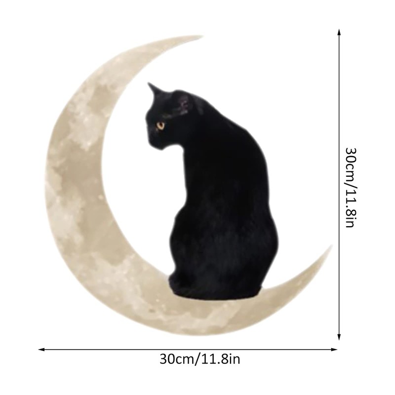Jetcloud Wall Decor Black Cat and Moon Metal, Hanging Modern