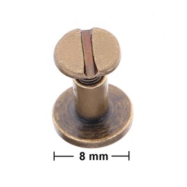 HAND® 20 Sets of Antique Brass Tone Copper Binding Screws - 9mm Diameter x 7mm Deep