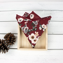 Spring Notion Cotton Floral Handkerchief Hanky Pocket Squares for Men and Boys 37-Burgundy 9.5 inch - Men