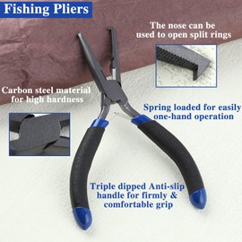 LEONTOOL Fishing Pliers, Micro Fish Pliers, Pliers, Hook Releaser, Split Ring Pliers, Split Ring Opener, Mini Ring Opener, Line Cutter, Fishing, Hook Removal, Crimp Pliers, Total Length 4.9 inches