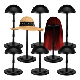 Adjustable Wig Stand,4.33" to 14.17" Wigs Head Holders Portable Plastic Hat Stands Non-slip Sturdy for Multiple Fake Hair Styling Cap Storage (Black)