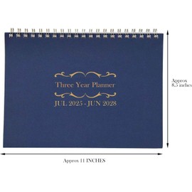 Kerixi 3 Year Calendar Planner Spiral Bound Start On JULY (Blue)