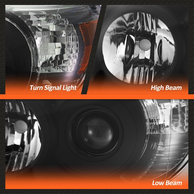 AXLAHA for 2006-2009 Toyota Halogen Headlights Black Pair
