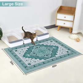 Glittme Cat Litter Mat with Non-Slip Bottom Litter Box Mat 40"X30" Litter Trapping Mat Easy to Clean Washable Cat Food Mat for Kitty,XL